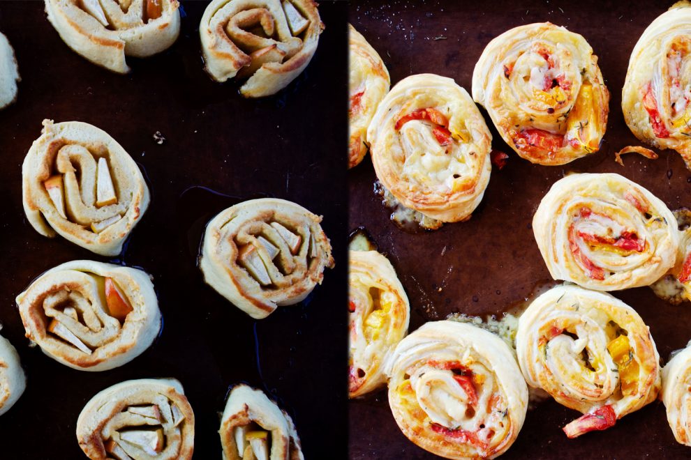 Blätterteig Schnecken herzhaft süß