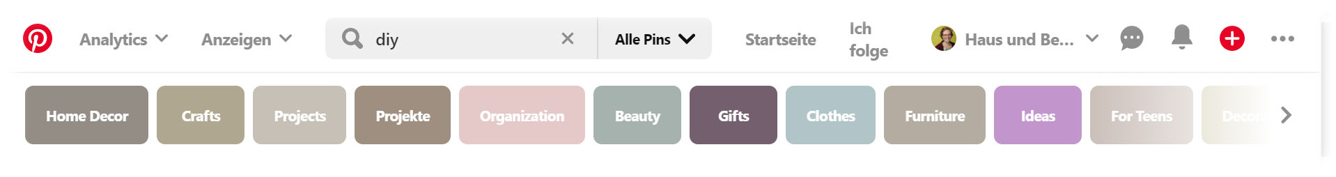 Pinterest Suche DIY 2